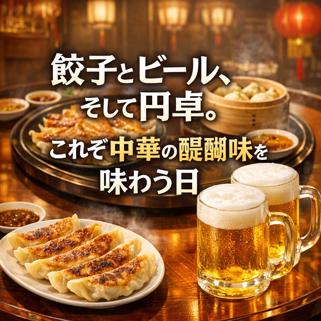 餃子とビール、そして円卓。これぞ中華の醍醐味を味わう日